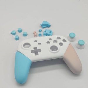 Soft White Shell heaven Blue & Sakura pink hand grip + pulsanti mix