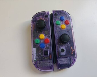 Custom Nintendo Switch Joycon Clear Purple Shell With Mix Color