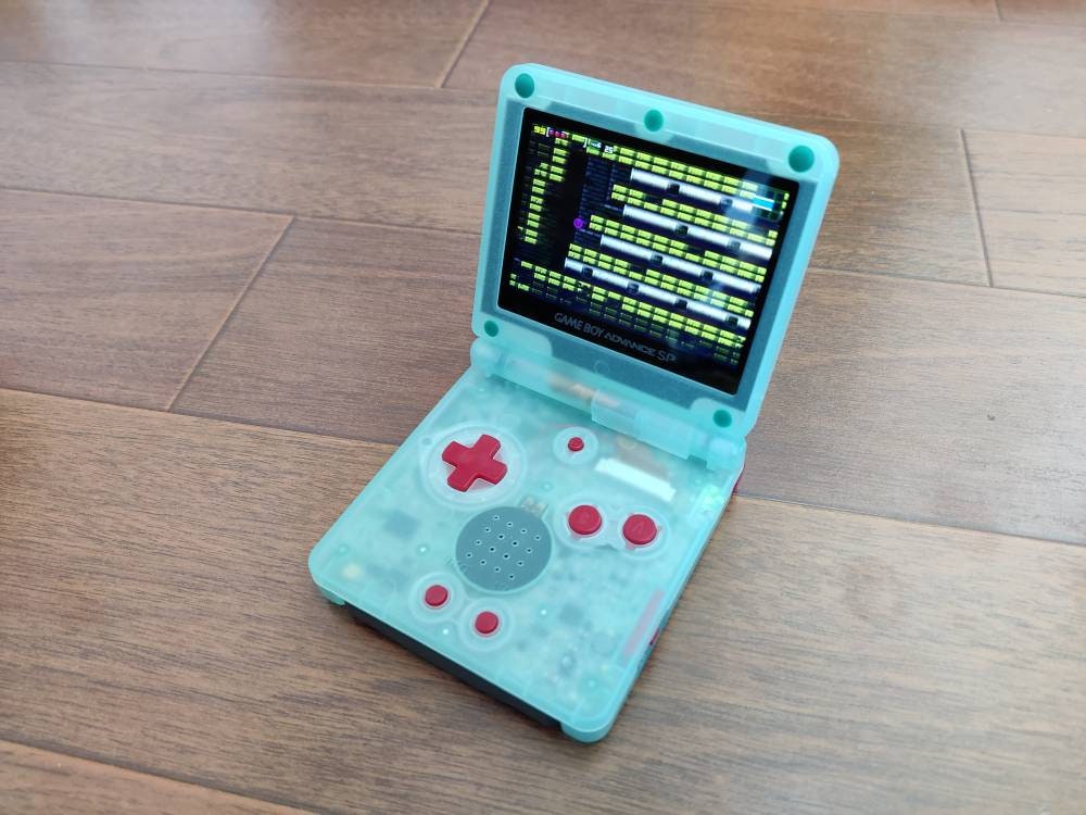 Custom GBA SP IPS V2 Screen Clear Glow in the Dark Green & Red Buttons ...