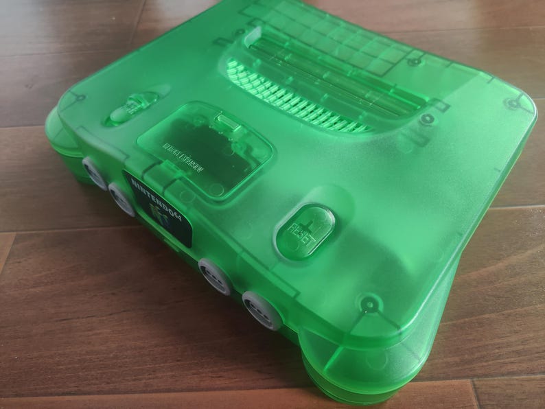 Nintendo Rectangular Custom Clear Green Nintendo 64 N64 Console System Both Japan & US PLAY ...