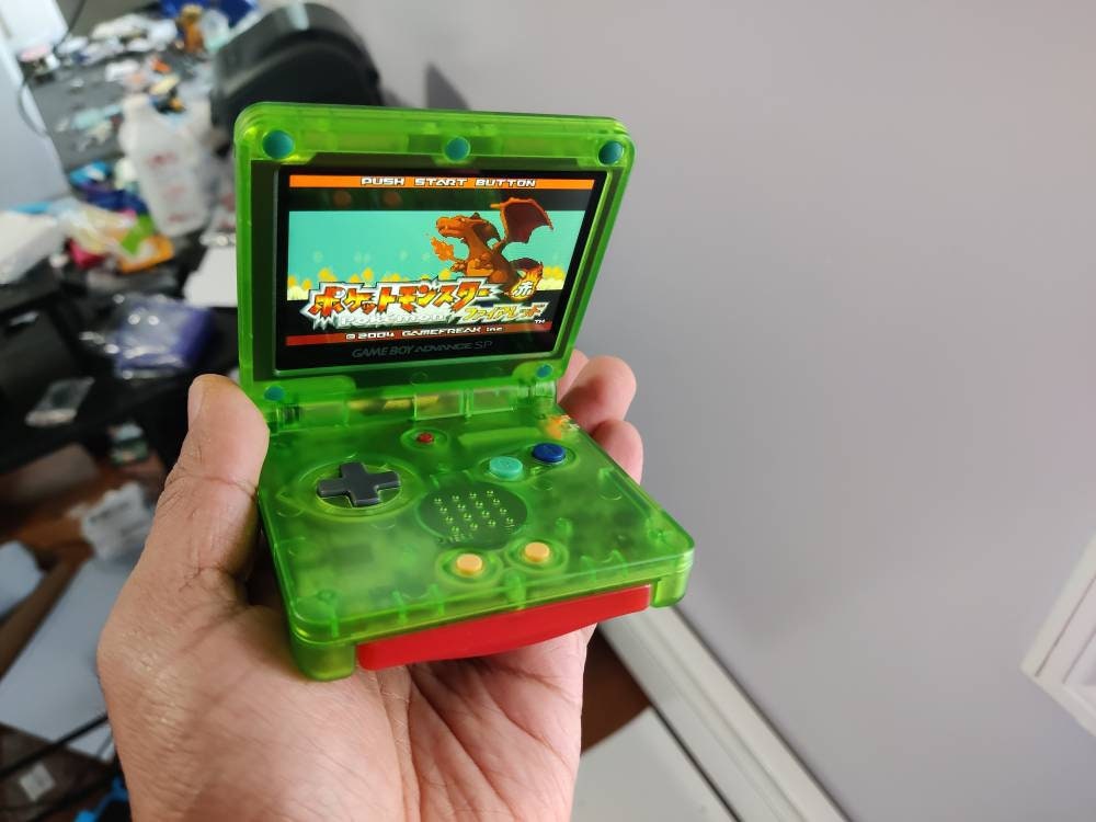ゲームボーイアドバンス SP クリアグリーン ミックスカラーボタン付き