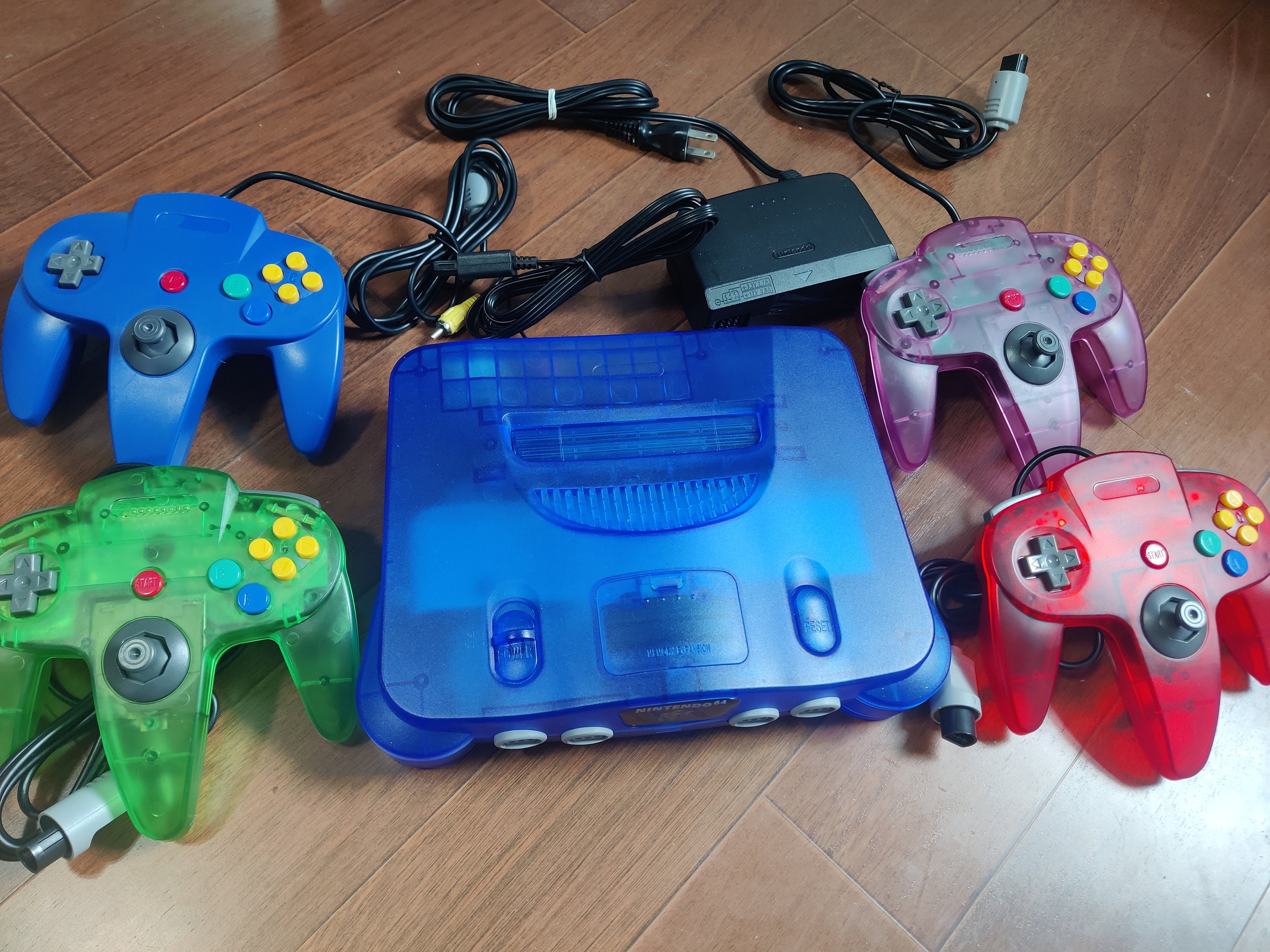 custom Clear Blue  Nintendo 64 N64 Console System Both Japan & US PLAY