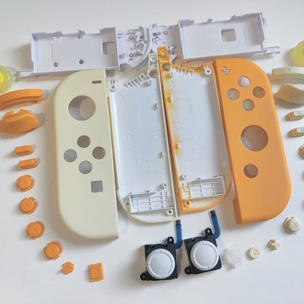 Custom  Nintendo Switch JoyCon light Cream  & Yellow Joycon Controller Shell with Buttons DIV Kit