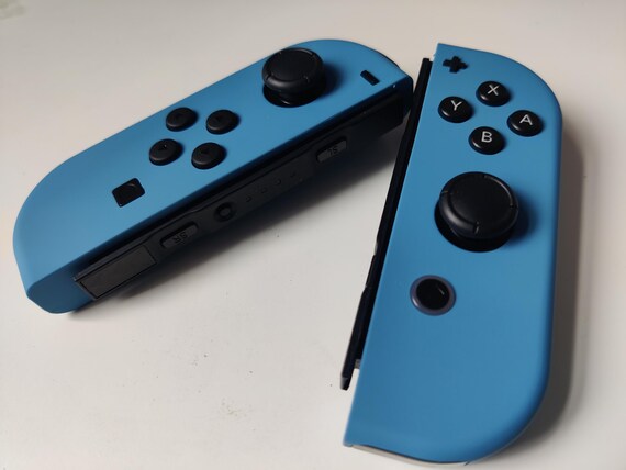 Custom Nintendo Switch Joycon Solid Blue With Black Buttons