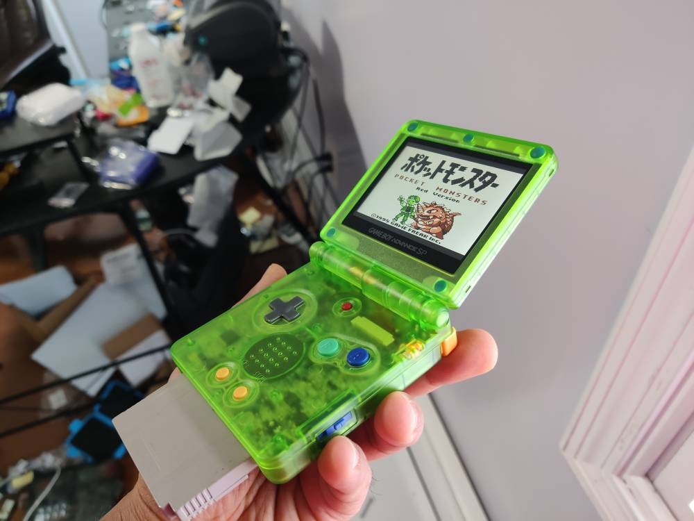 ゲームボーイアドバンス SP クリアグリーン ミックスカラーボタン付き