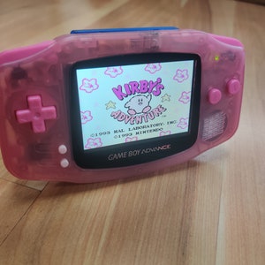 Gameboy Advance Kirby Pink Theme IPS V2  MOD  10 Level Brightness Level