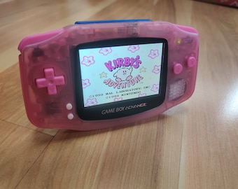 Gameboy Advance Kirby Pink Theme IPS V2  MOD  10 Level Brightness Level