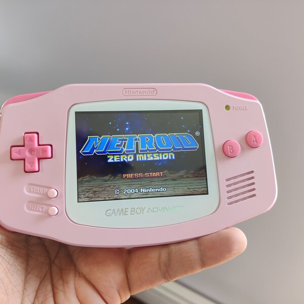 Gameboy Advance macho Pink + light pink buttons  IPS V2  MOD  10 Level Brightness Level