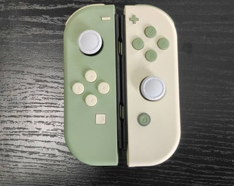 Custom Nintendo Switch Joycon Matcha Green & Light Cream Joycon