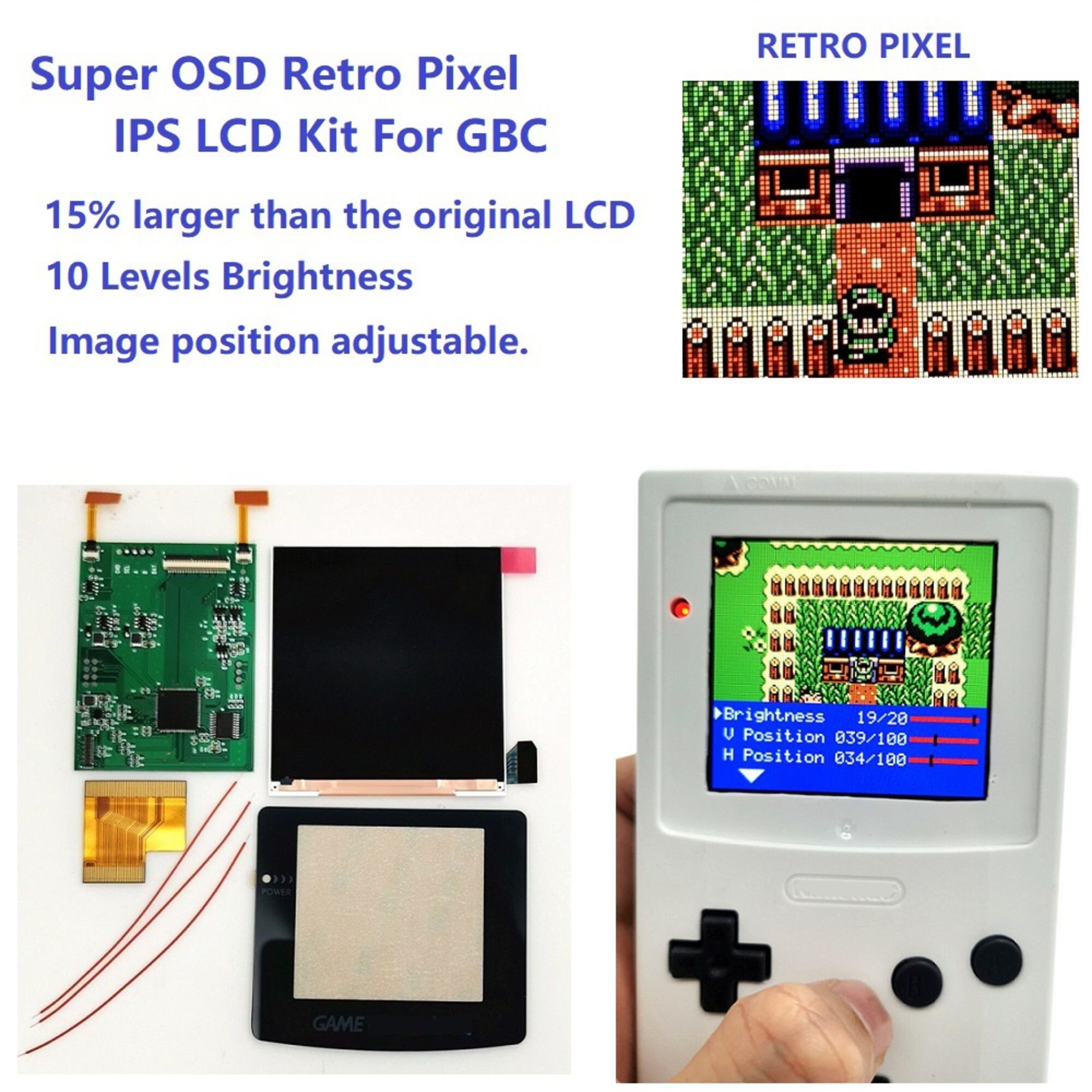 GBC ゲームボーイカラー Q5 IPS バックライト、OSD 付き GBC ゲームボーイカラー Q5 IPS バックライト、OSD 付き