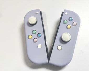 Custom Nintendo Switch JoyCon White Shell mit lila und Pastel Hearts Buttons Controllers