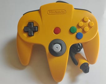 Authentic Nintendo Solid Yellow Color Controller for N64 Console #32