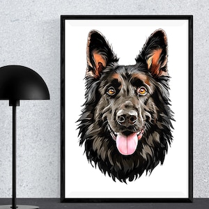Schwarzer Schäferhund. | Druckbare Materialien |  PNG Clipart für DTF, DTG, T-Shirts, Becher, Tassen, Sublimation Scrapbooking, digitaler Download.