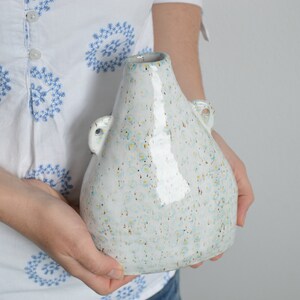 Contemporary ceramic vase, large white speckled vase, coiled vase, handmade ceramics