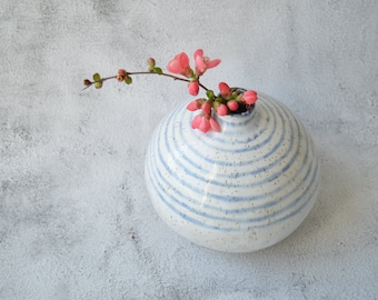 Ceramic ball vase, black and white stoneware vase, modern handmade ceramics