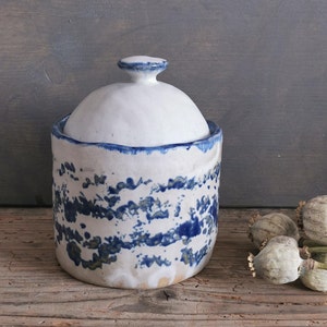 Lidded jar, ceramic sugar bowl with lid, salt cellar, handmade pottery, housewarming gift
