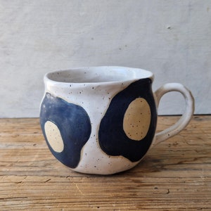Floral coffee cup handmade, tea lovers gift, blue and white rustic ceramic cup, best friend gift