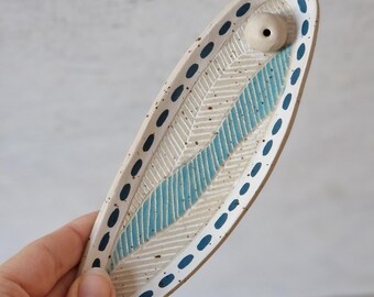Ceramic incense stick holder, handmade incense burner, spiritual and meditation gifts