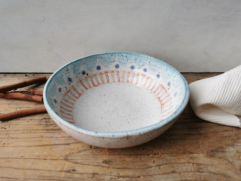 Ceramic soup bowl, handmade pasta bowl, curry bowl, dishwasher safe durable serving dish image 4
