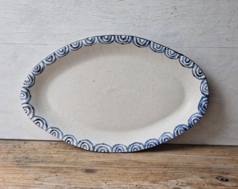 Ovale serveerschaal, handbeschilderd keramisch dienblad, duurzaam aardewerk, vaatwasmachinebestendig