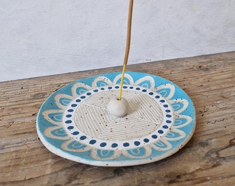 Ceramic incense stick holder, handmade incense burner, spiritual and meditation gifts