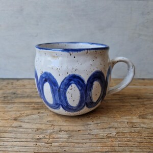 Handmade ceramic cup, pinched pottery mug for cuffee or cappuccino. blue and white tea lovers gift image 2