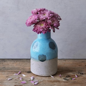 Ceramic vase, medium flower vase, blue white vase, modern handmade ceramics, housewarming gift