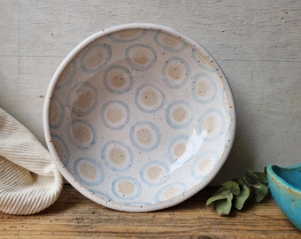Handmade ceramic pasta bowl, white stoneware pottery