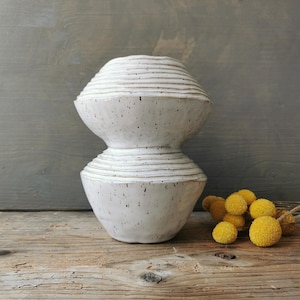 Duży ceramiczny wazon, ręcznie robiony wazon na kwiaty, nakrapiany wazon z kamionki na kwiaty