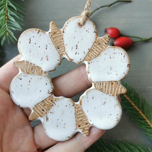 White snowflake ornament, handmade ceramic ornaments, Christmas decorations image 1