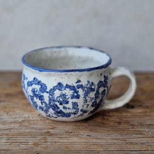 Rustic mug Nr. 1, blue and white ceramic cup, pottery mug handmade, coffee cup, tea lovers gift