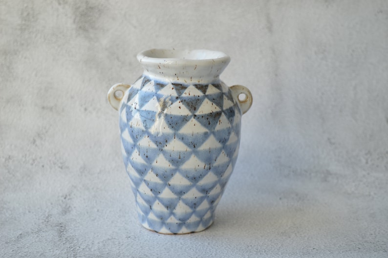 Kleine amfora vaas, oude Griekse aardewerk geïnspireerde vaas, handgemaakte keramische vaas afbeelding 3