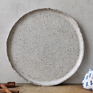 White ceramic dinner plates 11", large rustic plates, handmade organic plates, dishwasher safe
