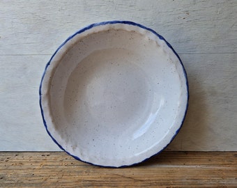 Handpainted ceramic pasta bowl with pinched rim, blue and white pottery, soup or curry dish