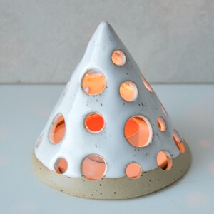 Ceramic lantern, white tealight holder, handmade candleholder, housewarming gift