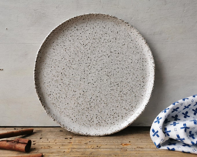 Rustic white ceramic dessert plates 10", organic salad plates, handmade plates, dishwasher safe