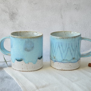 Blue and white ceramic mug, large coffee cups, coffee lovers gift, morning tea mug