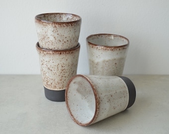 White ceramic tumbler, tublers for men, stoneware mug, handbuilt ceramics