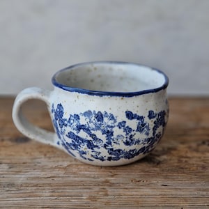 Rustic mug Nr. 2, blue and white ceramic cup, pottery mug handmade, coffee cup, tea lovers gift