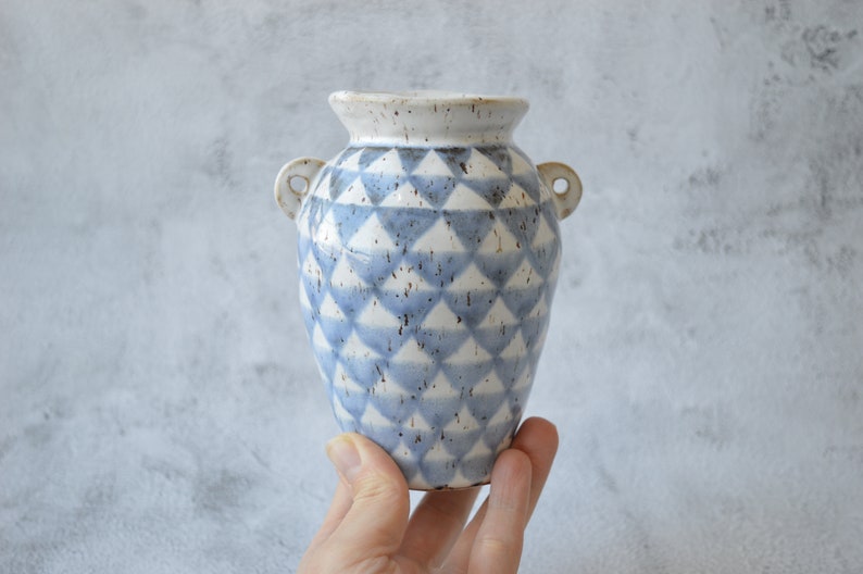 Small amphora vase, old Greek pottery inspired vase, handmade ceramic vase image 6