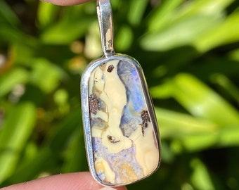 Australian Boulder Opal and Sterling Silver Pendant