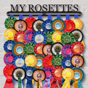 Horse Show Award Ribbon Display Holder Equestrian Dog Rosette Wall Hanger &#39;My Rosettes&#39; Black Metal