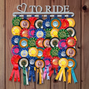 Equestrian Ribbon Display | LOVE TO RIDE | Metal | Wall Mounted Horse Show Rosette Hanger