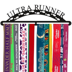 Medal Hanger Display | ULTRA RUNNER | Black Metal | Wall Mounted Running Medal Holder