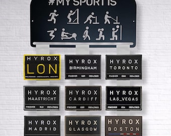 HYROX Patch Display | Metal Wall Mounted Race Finisher Patch Holder