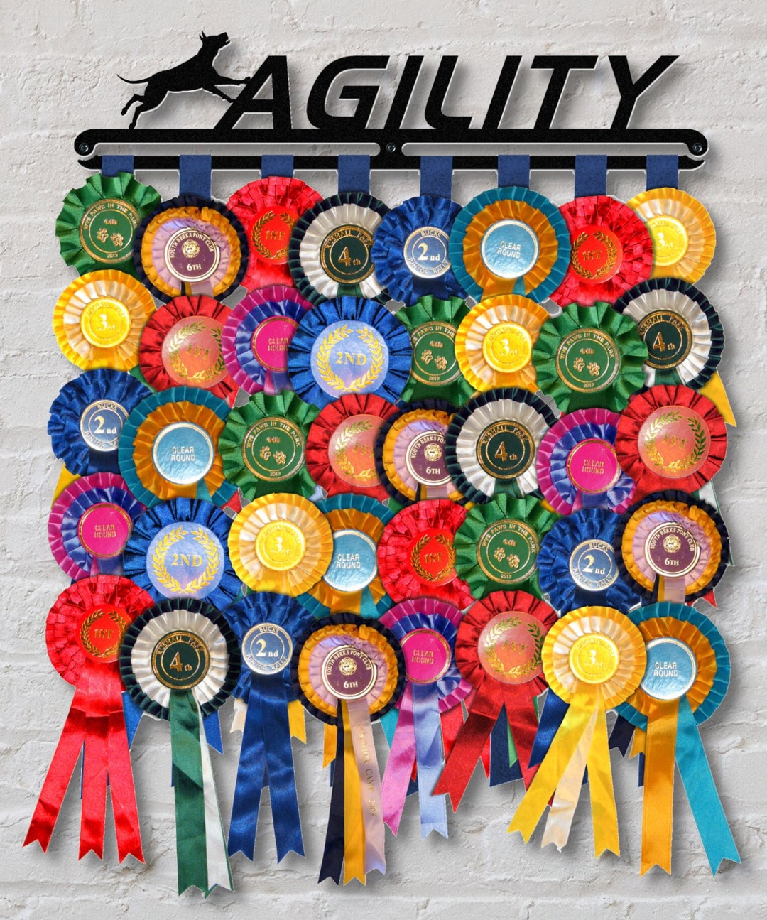 Dog Ribbon Display | AGILITY | Metal | Wall Mounted Dog Show Rosette ...