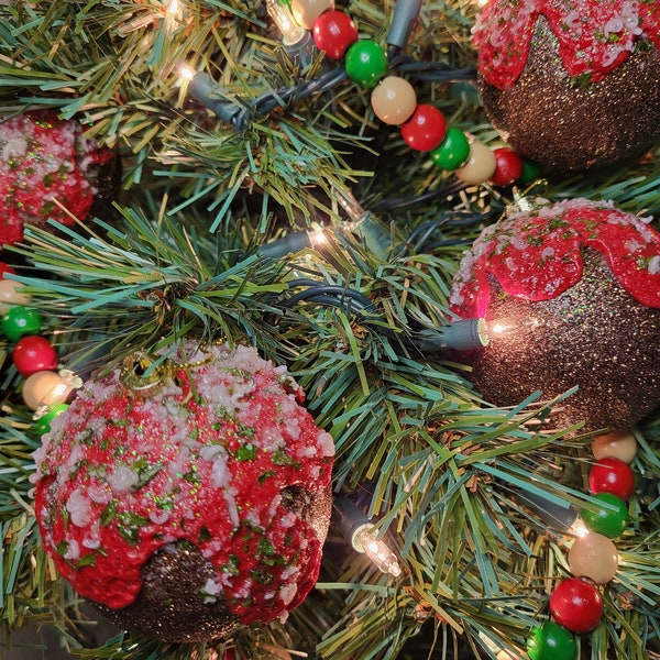 Handcrafted Italian Themed Christmas Tree 3" Faux one LARGE Meatball with Marinara Sauce Herbs and Cheese