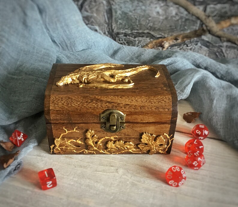 Druid Dragon Dice box DnD accessories Game master gift Wooden Etsy