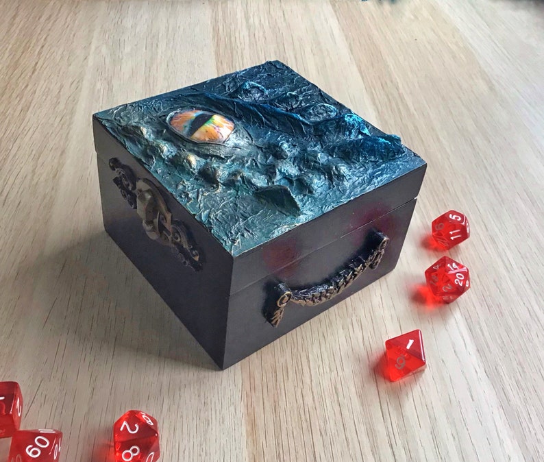 DnD dice box Middle size Dragon eye Dungeon master gift Wooden Etsy