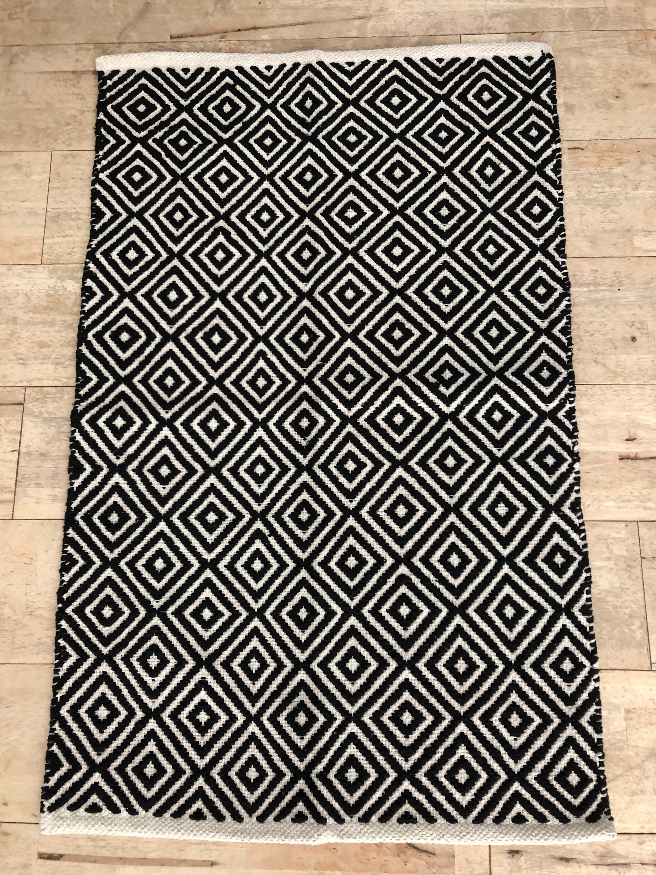 Diamond Weave Cotton Handloom Rug 60 x 90cm Etsy.de
